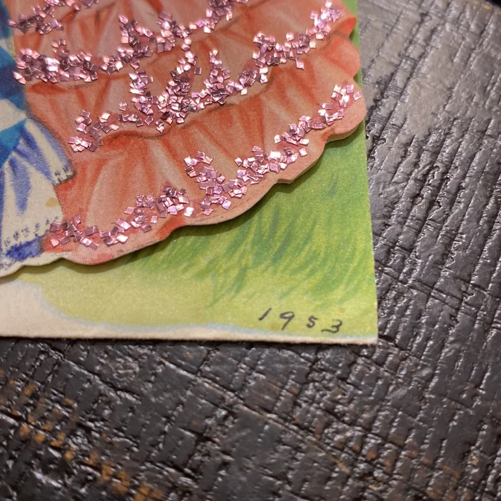 Vintage Southern Belle Birthday Card For Daughter with Blue Gingham Dress! - Picture 3 of 8